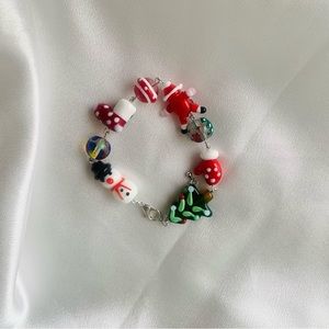handmade Christmas glass beaded bracelet